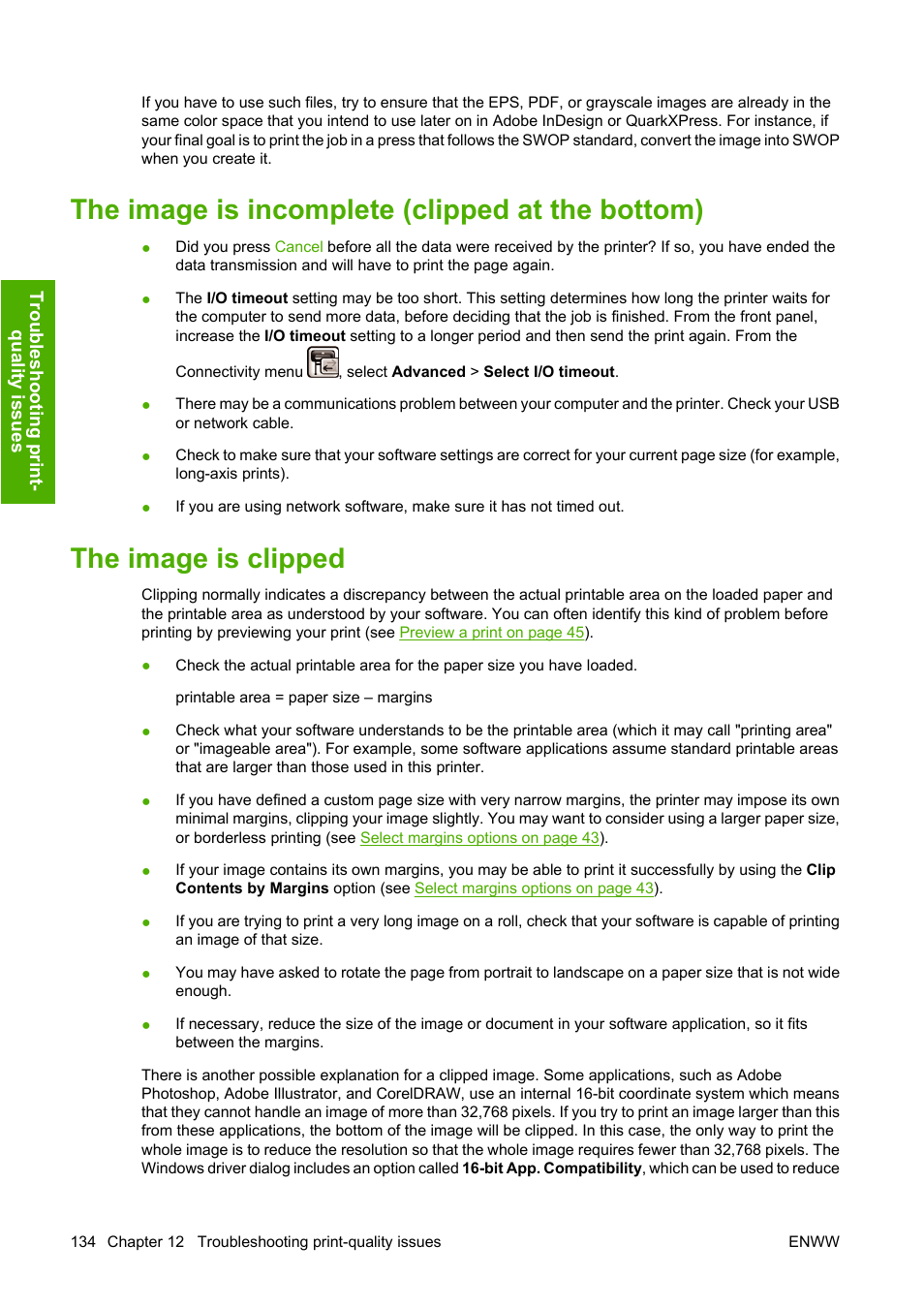 The image is incomplete (clipped at the bottom), The image is clipped | HP Designjet Z2100 Photo Printer series User Manual | Page 144 / 182