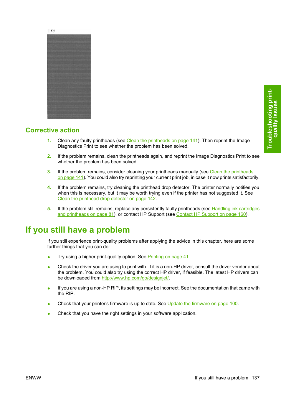 Corrective action, If you still have a problem | HP Designjet Z2100 Photo Printer series User Manual | Page 147 / 182