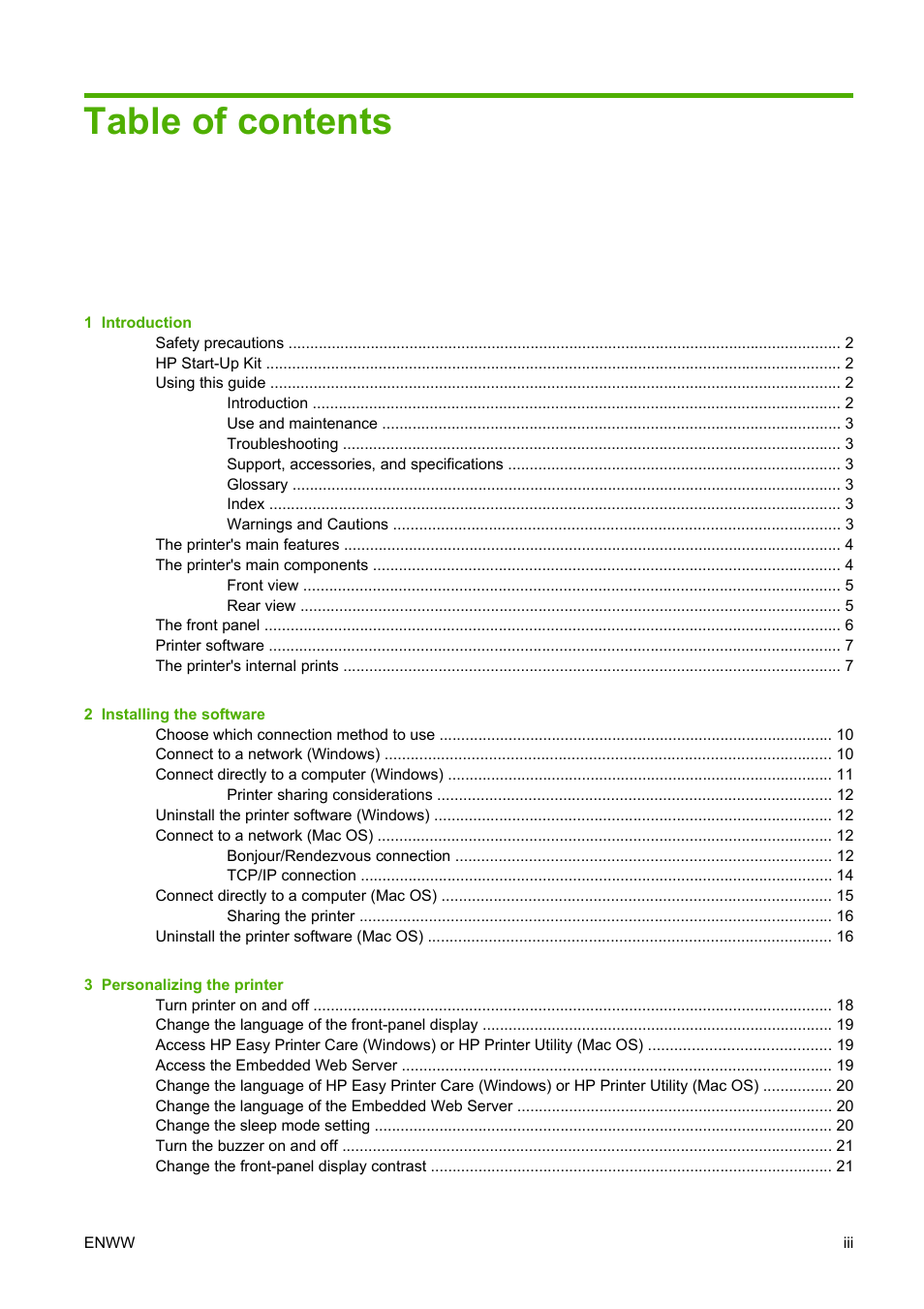 HP Designjet Z2100 Photo Printer series User Manual | Page 5 / 182