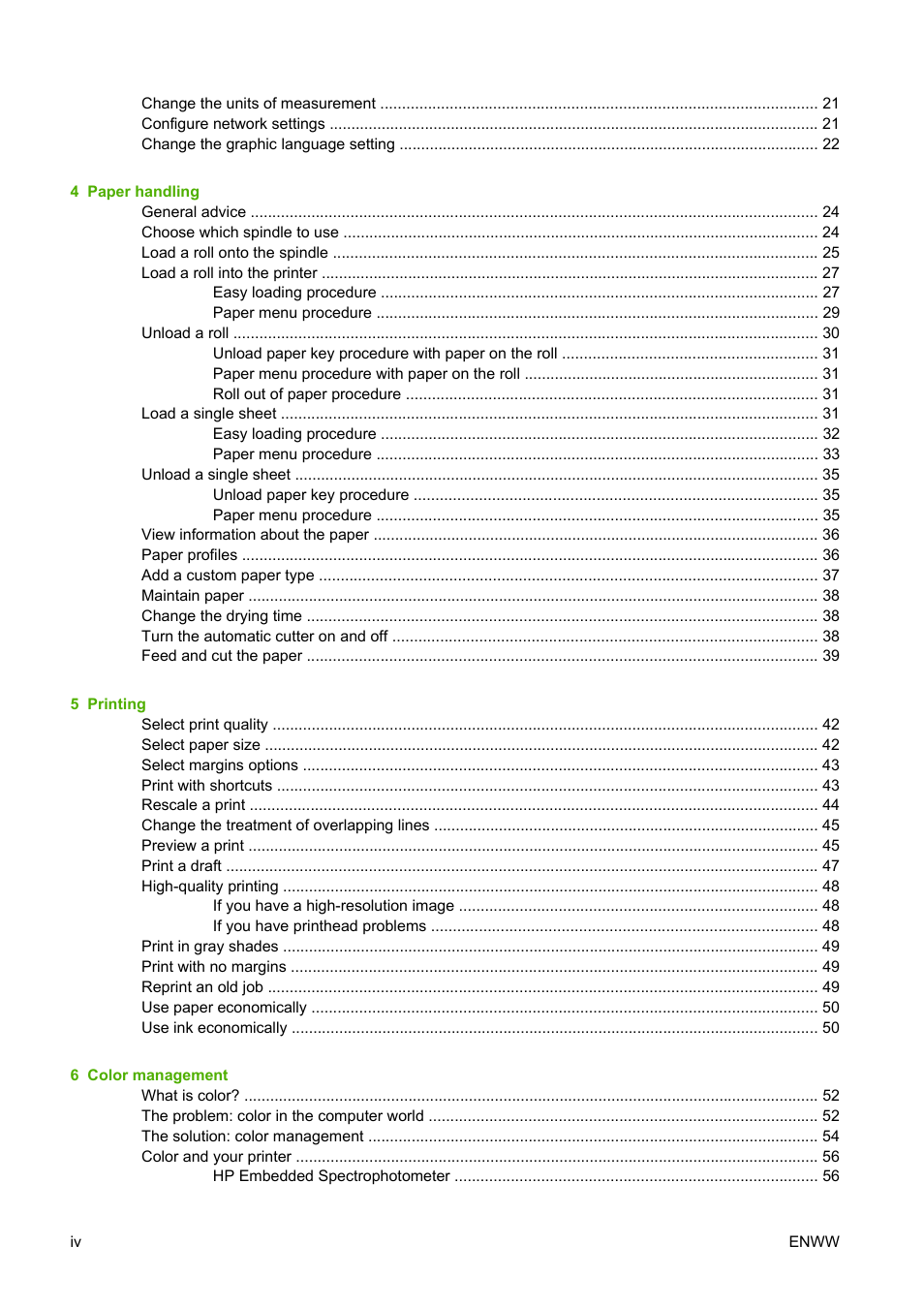 HP Designjet Z2100 Photo Printer series User Manual | Page 6 / 182
