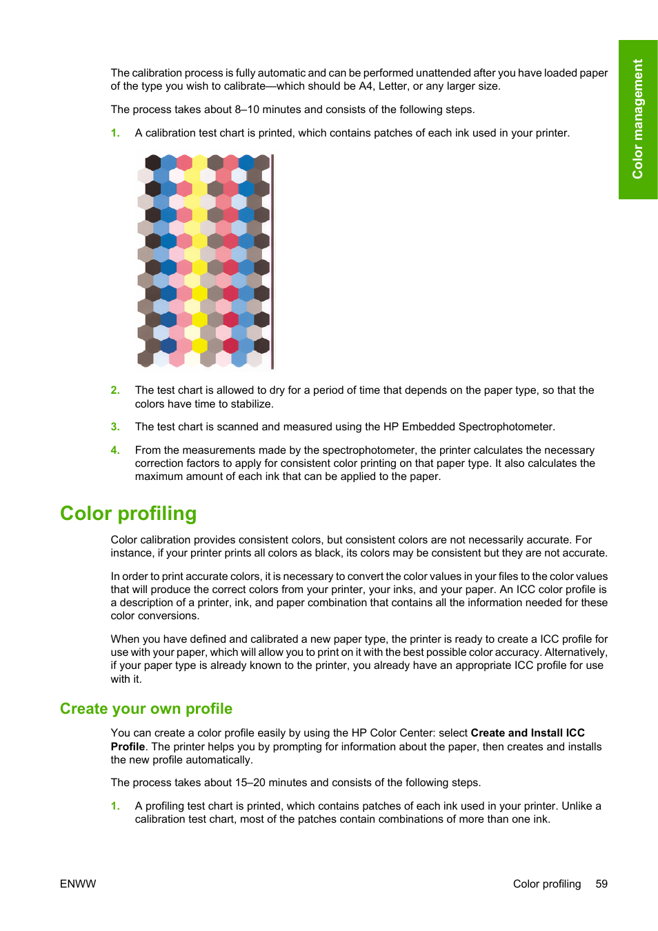 Color profiling, Create your own profile | HP Designjet Z2100 Photo Printer series User Manual | Page 69 / 182