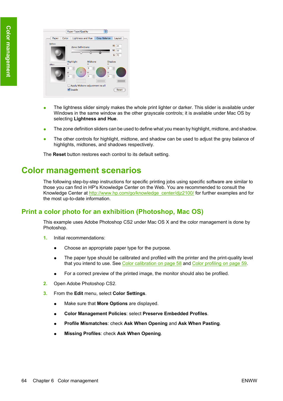 Color management scenarios | HP Designjet Z2100 Photo Printer series User Manual | Page 74 / 182