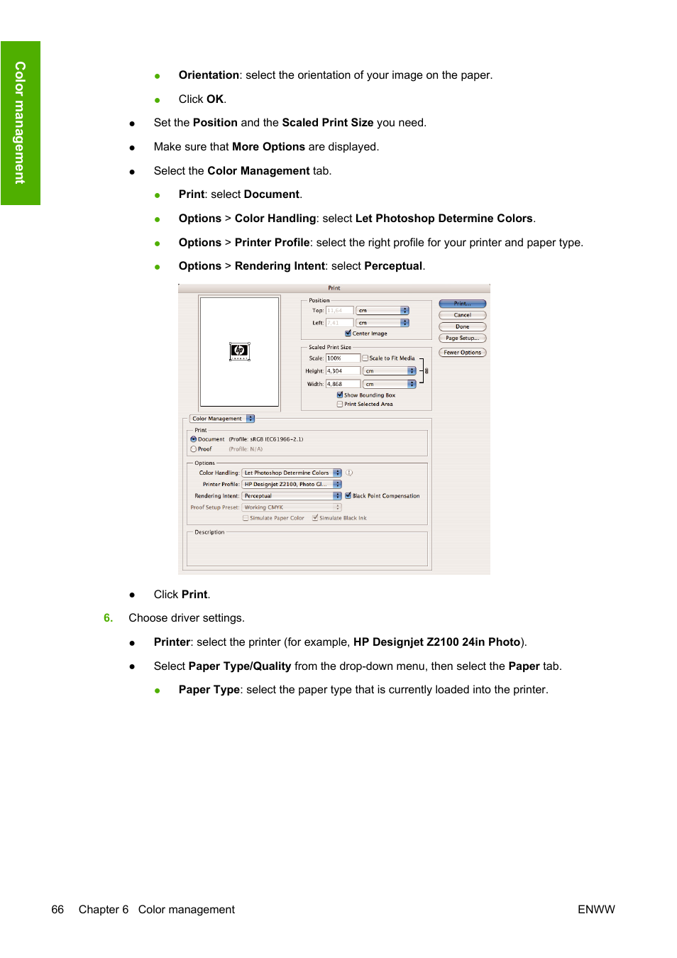 HP Designjet Z2100 Photo Printer series User Manual | Page 76 / 182