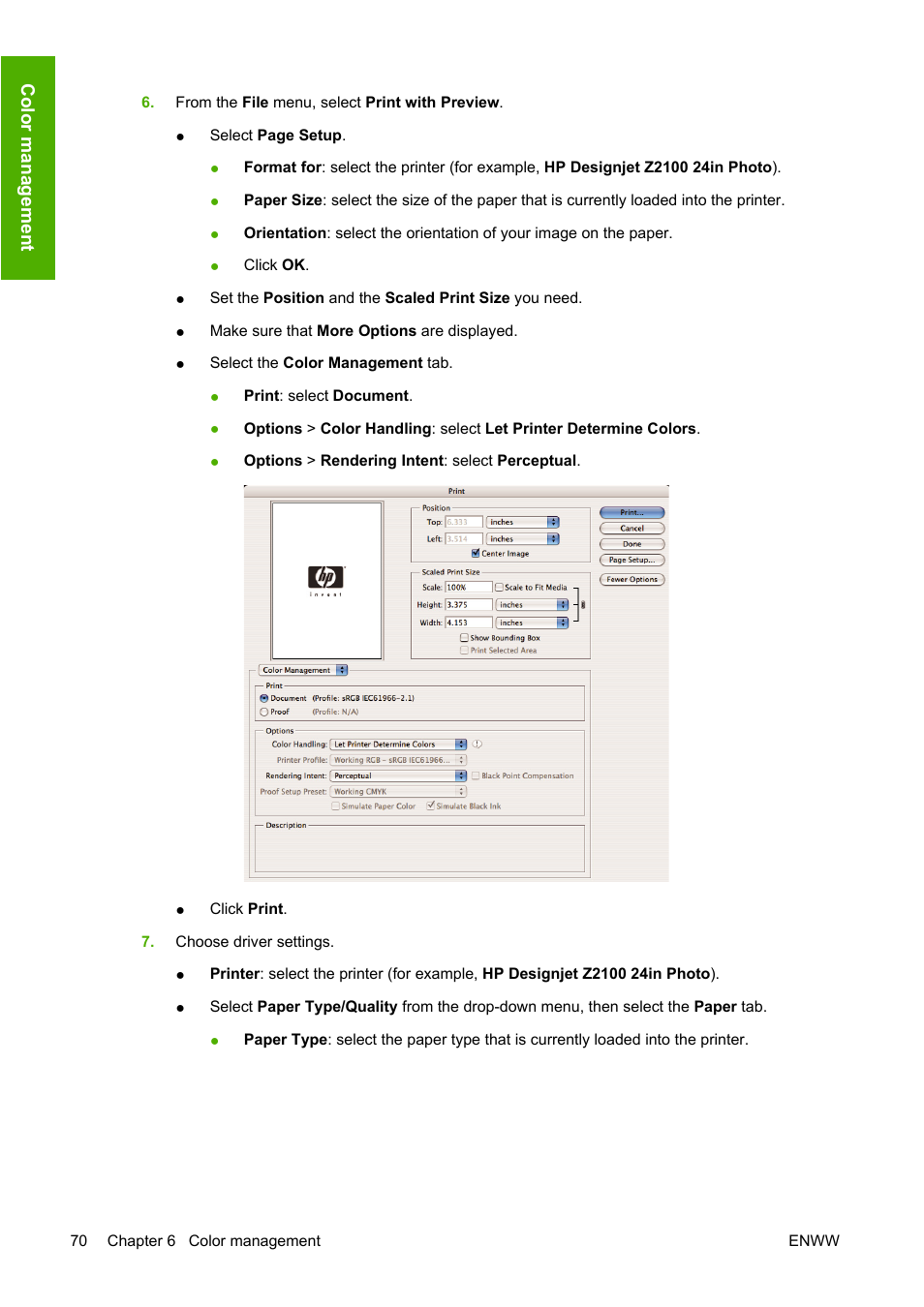 HP Designjet Z2100 Photo Printer series User Manual | Page 80 / 182