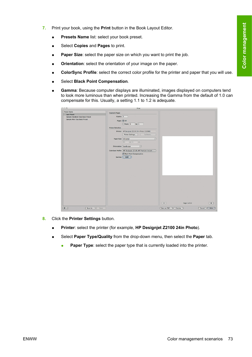 HP Designjet Z2100 Photo Printer series User Manual | Page 83 / 182