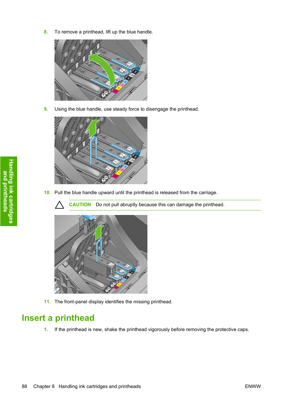 Insert a printhead | HP Designjet Z2100 Photo Printer series User Manual | Page 98 / 182