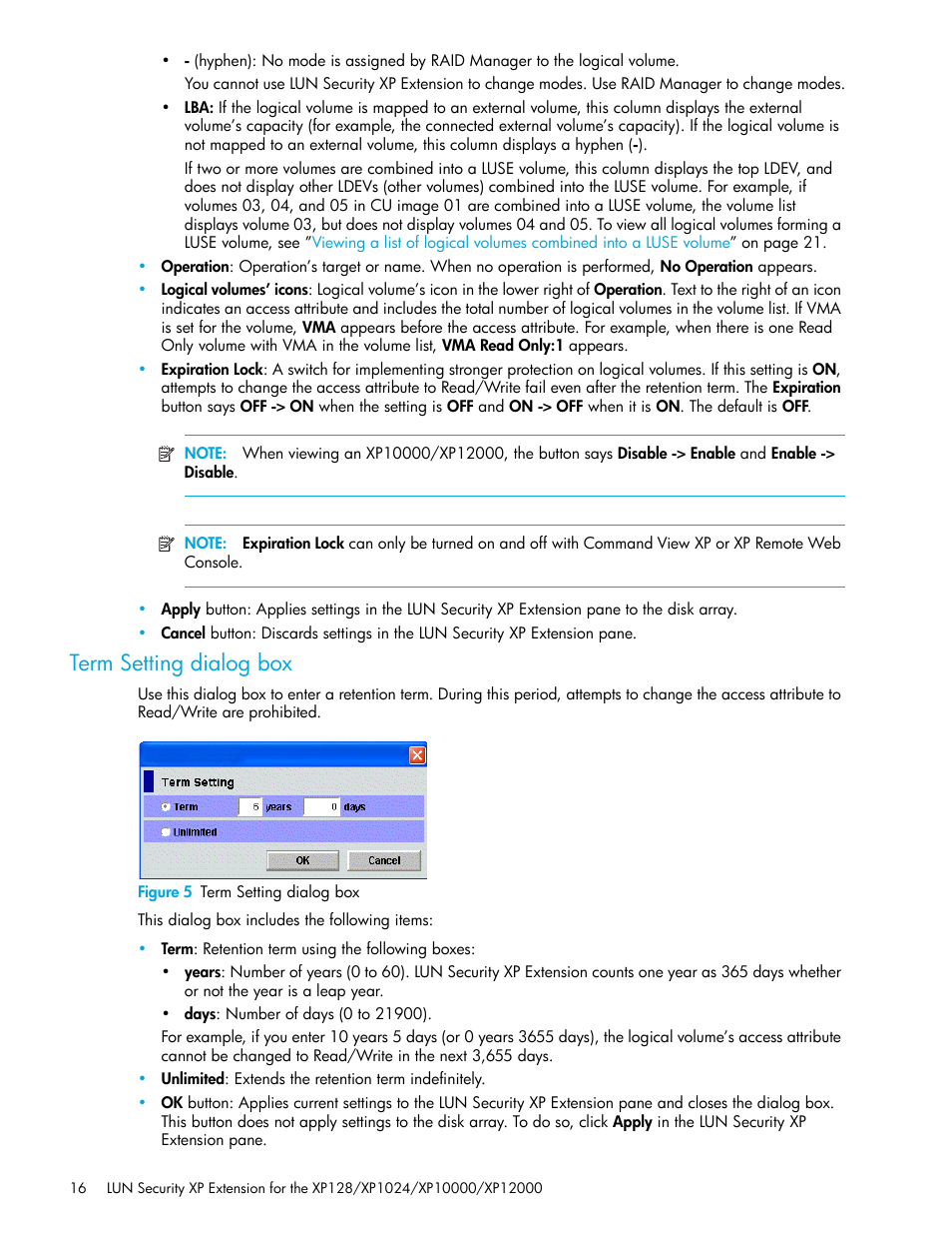 Term setting dialog box, Figure 5 term setting dialog box, 5 term setting dialog box | HP StorageWorks XP Remote Web Console Software User Manual | Page 16 / 28
