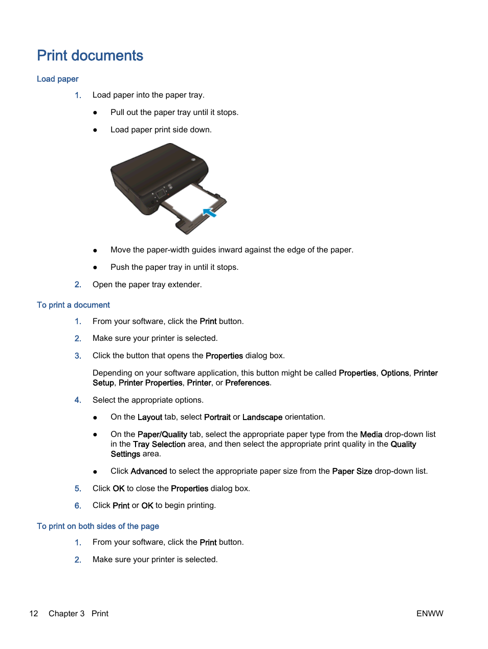 Print documents | HP ENVY 5530 e-All-in-One Printer User Manual | Page 16 / 108