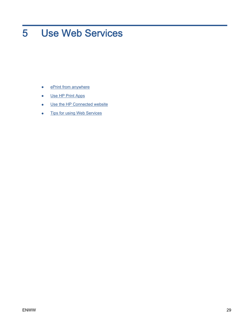 Use web services, 5 use web services, 5use web services | HP ENVY 5530 e-All-in-One Printer User Manual | Page 33 / 108
