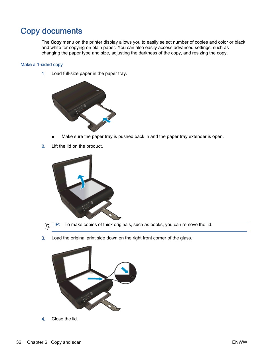 Copy documents | HP ENVY 5530 e-All-in-One Printer User Manual | Page 40 / 108