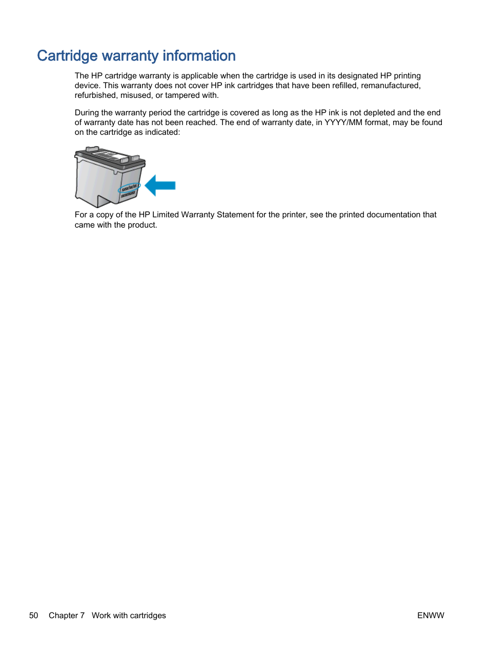 Cartridge warranty information | HP ENVY 5530 e-All-in-One Printer User Manual | Page 54 / 108