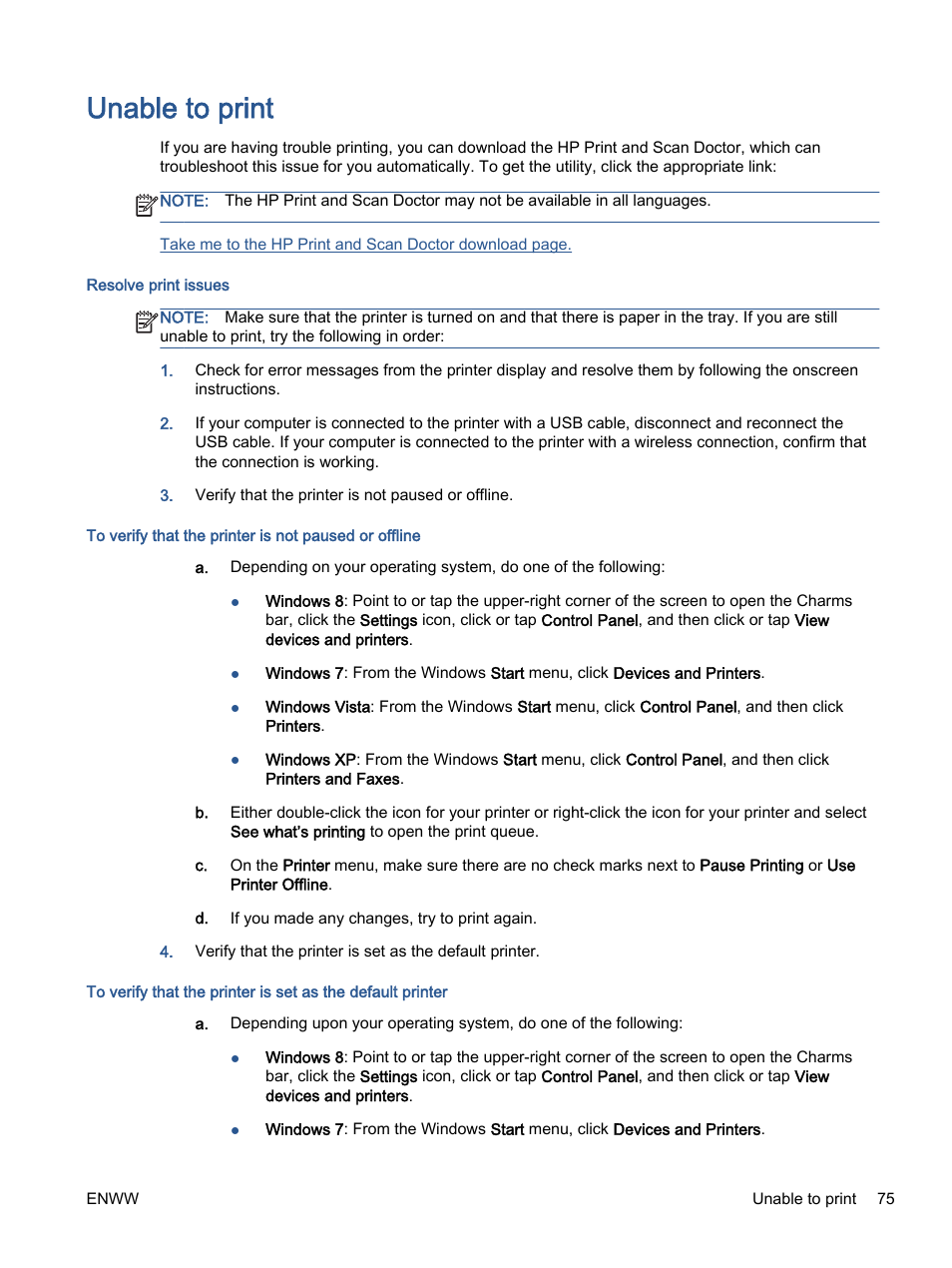 Unable to print | HP ENVY 5530 e-All-in-One Printer User Manual | Page 79 / 108