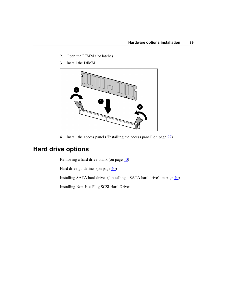 Hard drive options | HP ProLiant DL320 G3 Server User Manual | Page 39 / 119