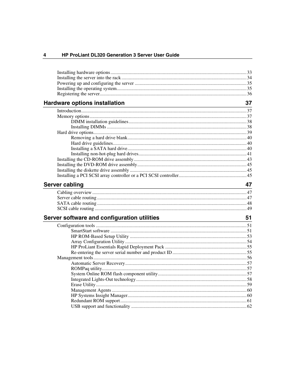 HP ProLiant DL320 G3 Server User Manual | Page 4 / 119