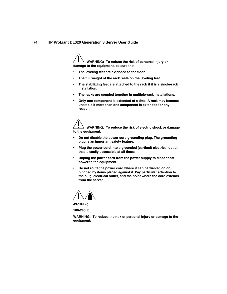 HP ProLiant DL320 G3 Server User Manual | Page 74 / 119