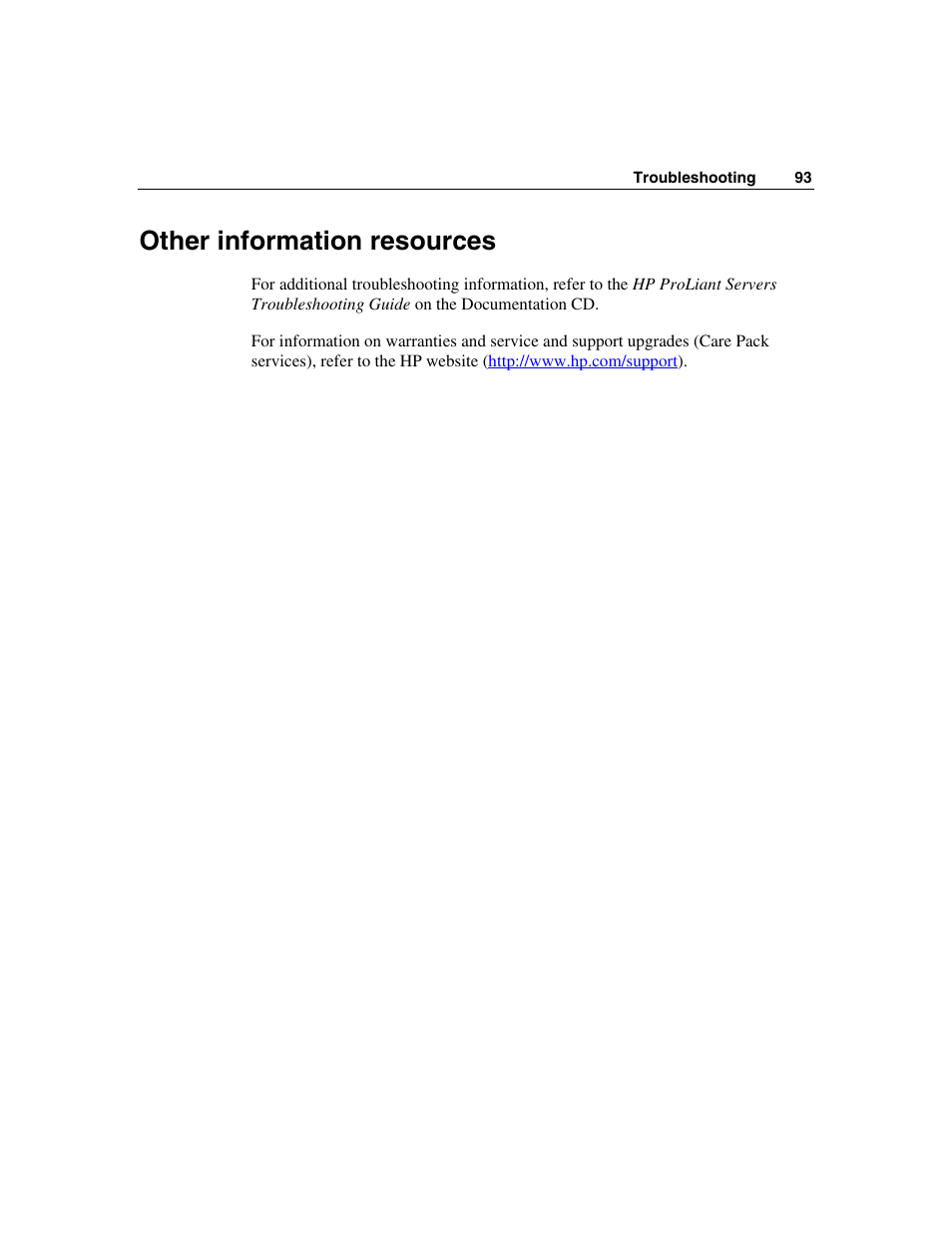 Other information resources | HP ProLiant DL320 G3 Server User Manual | Page 93 / 119