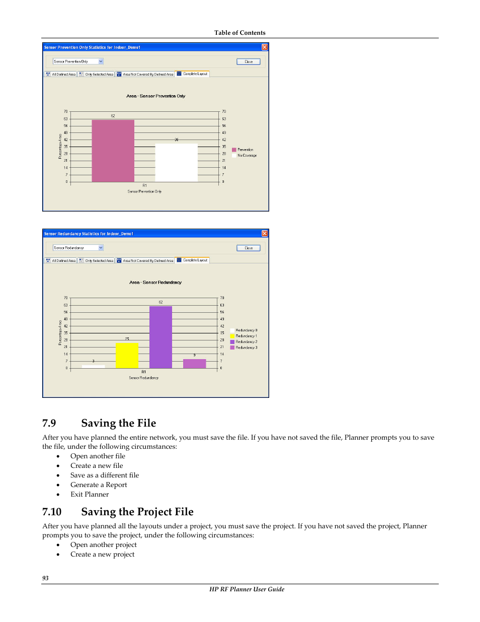 9 saving the file, 10 saving the project file, Aving the | Roject | HP Radio Frequency Planner Software Series User Manual | Page 100 / 120