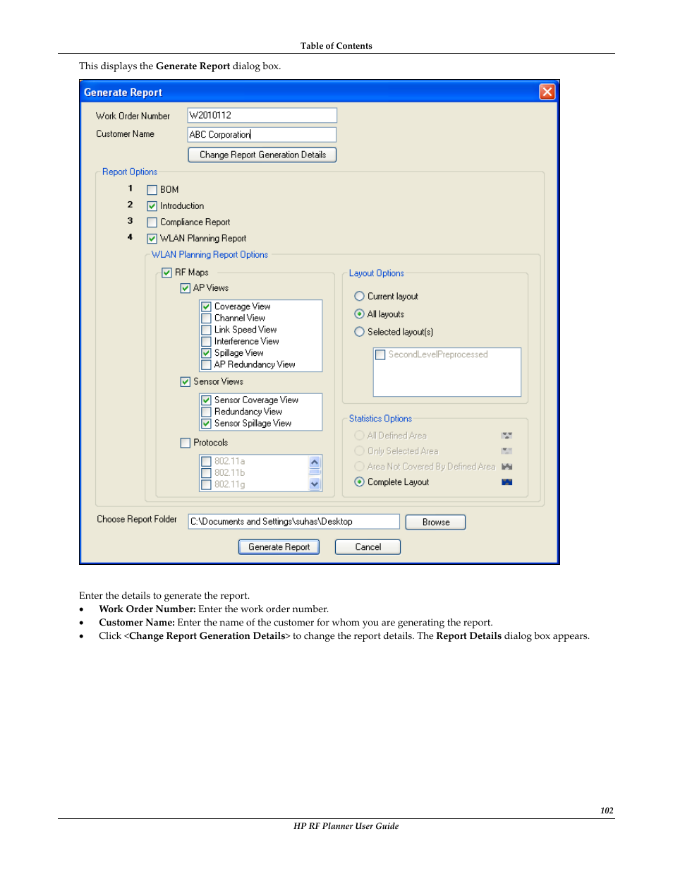 HP Radio Frequency Planner Software Series User Manual | Page 109 / 120