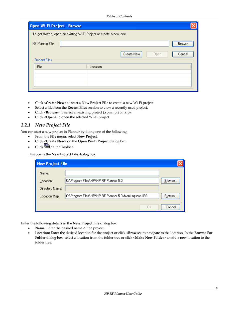 New project file, 1 new project file | HP Radio Frequency Planner Software Series User Manual | Page 13 / 120