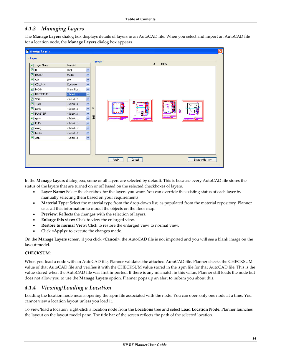 Managing layers, Viewing/loading a location, 3 managing layers | 4 viewing/loading a location | HP Radio Frequency Planner Software Series User Manual | Page 21 / 120