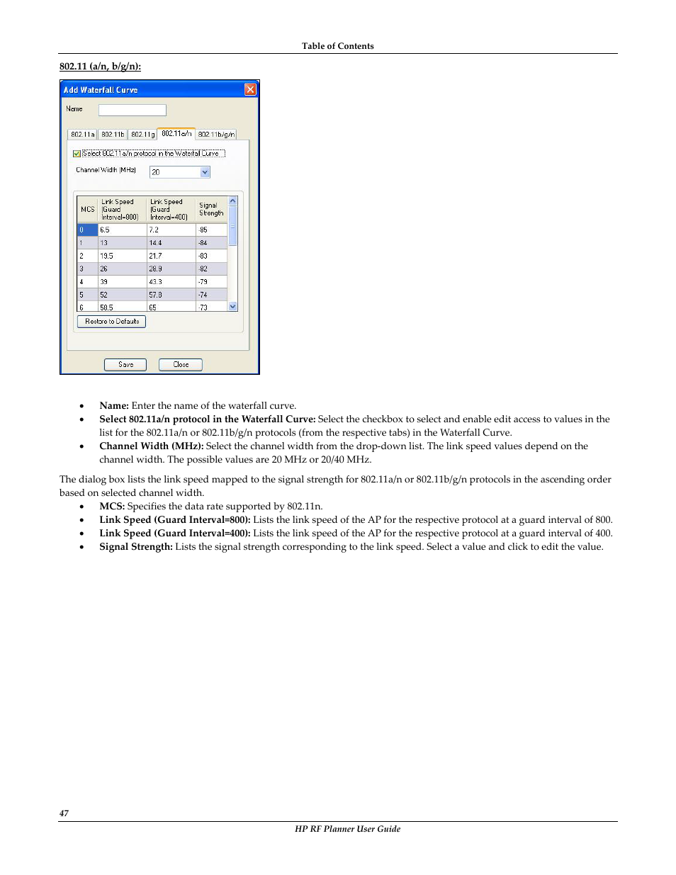 HP Radio Frequency Planner Software Series User Manual | Page 54 / 120