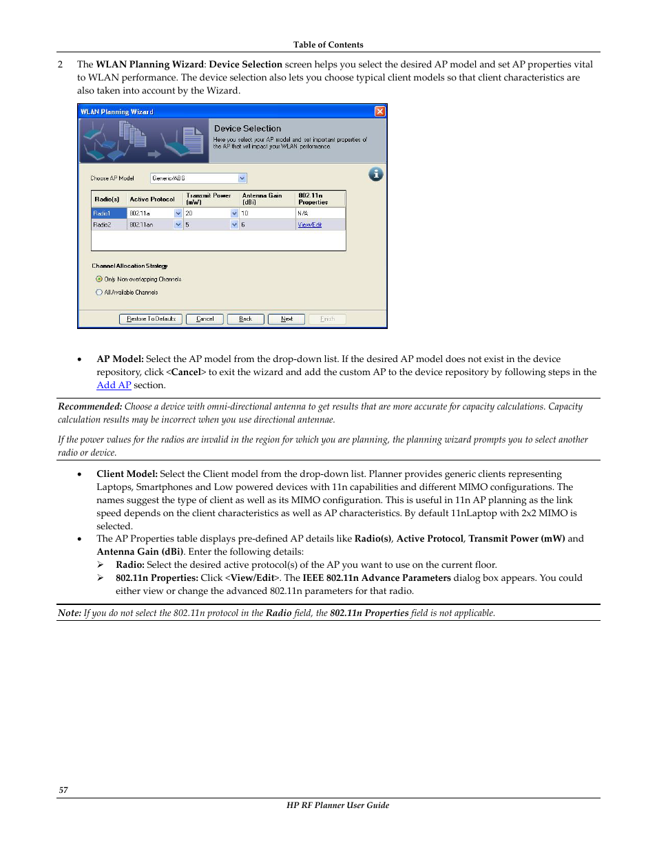 HP Radio Frequency Planner Software Series User Manual | Page 64 / 120