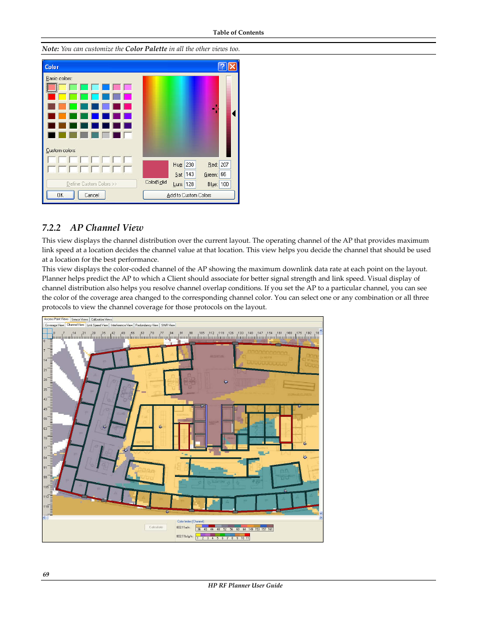 Ap channel view, 2 ap channel view | HP Radio Frequency Planner Software Series User Manual | Page 76 / 120