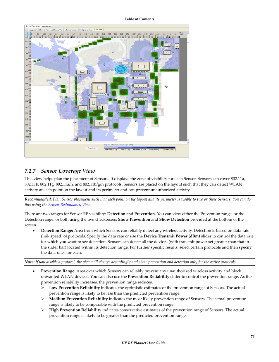 Sensor coverage view, 7 sensor coverage view | HP Radio Frequency Planner Software Series User Manual | Page 83 / 120