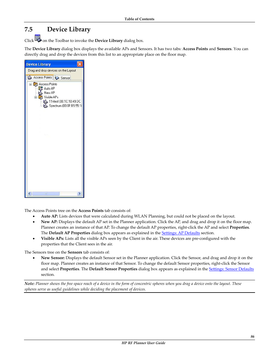 5 device library, Evice, Ibrary | HP Radio Frequency Planner Software Series User Manual | Page 93 / 120