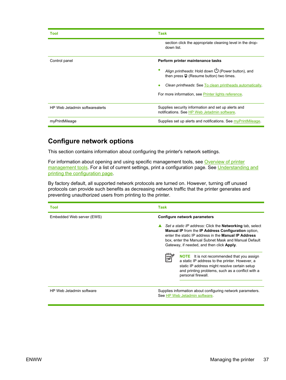 Configure network options | HP Officejet Pro K850dn Printer User Manual | Page 45 / 150
