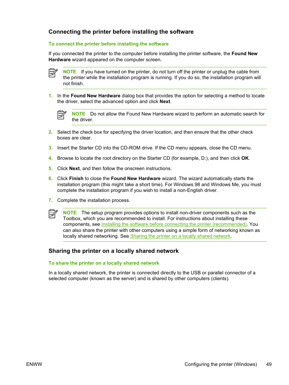 Connecting the printer before installing the, Software | HP Officejet Pro K850dn Printer User Manual | Page 57 / 150