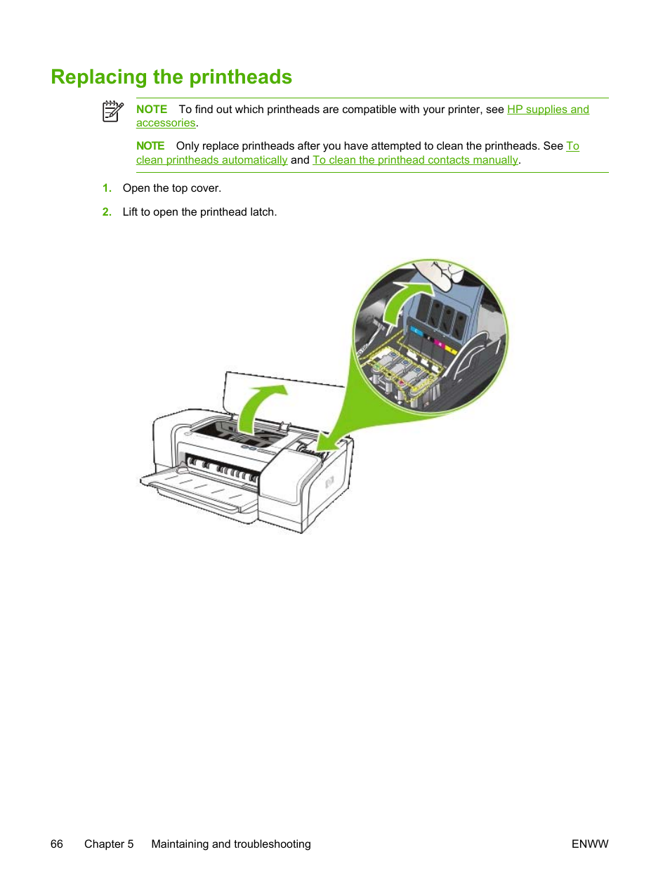 Replacing the printheads | HP Officejet Pro K850dn Printer User Manual | Page 74 / 150