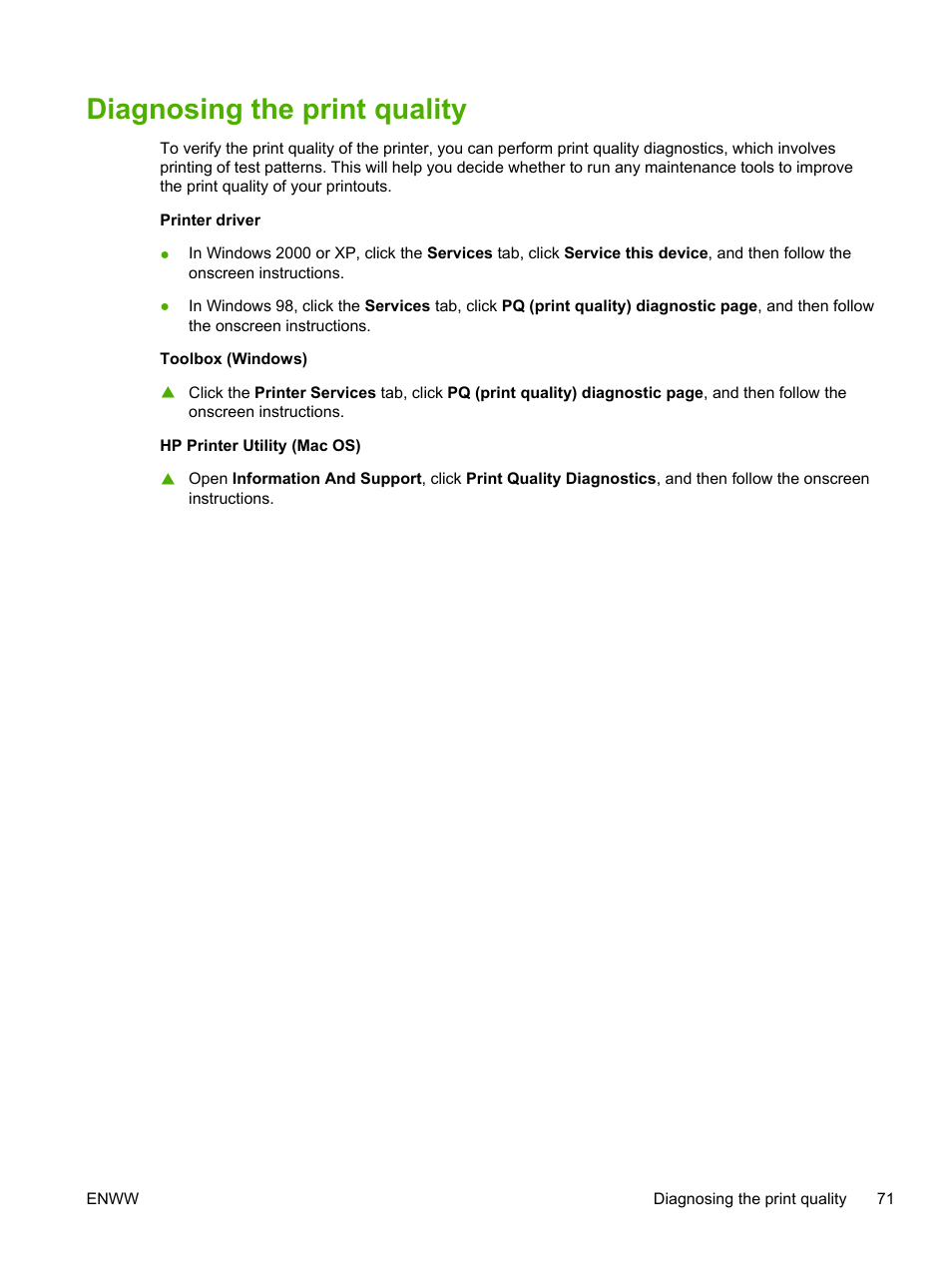 Diagnosing the print quality | HP Officejet Pro K850dn Printer User Manual | Page 79 / 150