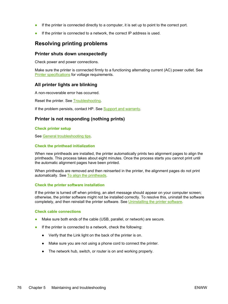 Resolving printing problems | HP Officejet Pro K850dn Printer User Manual | Page 84 / 150