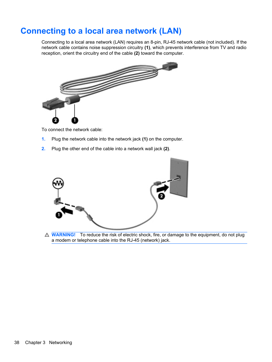 Connecting to a local area network (lan) | HP EliteBook 2740p Tablet-PC User Manual | Page 50 / 179