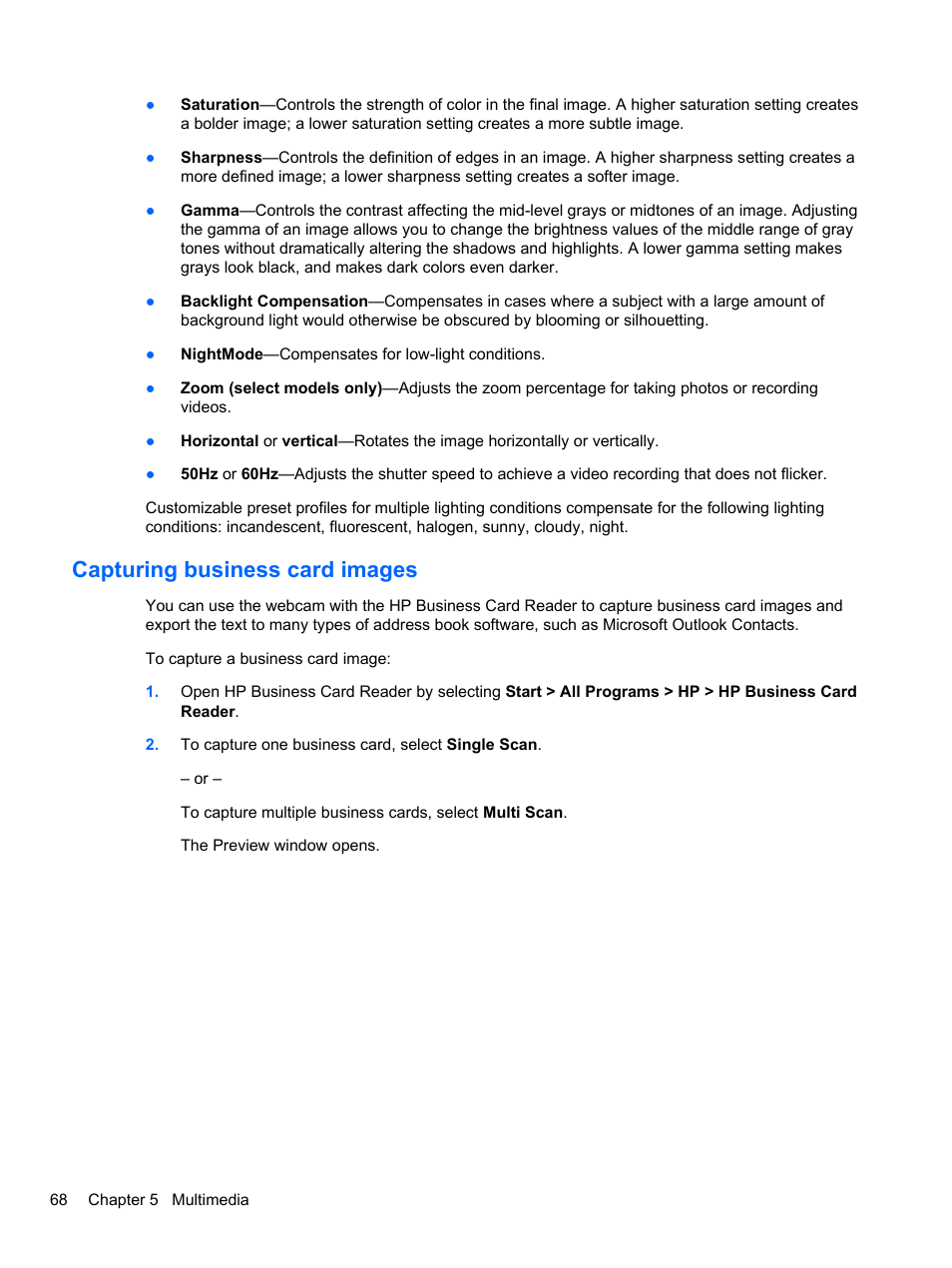 Capturing business card images | HP EliteBook 2740p Tablet-PC User Manual | Page 80 / 179