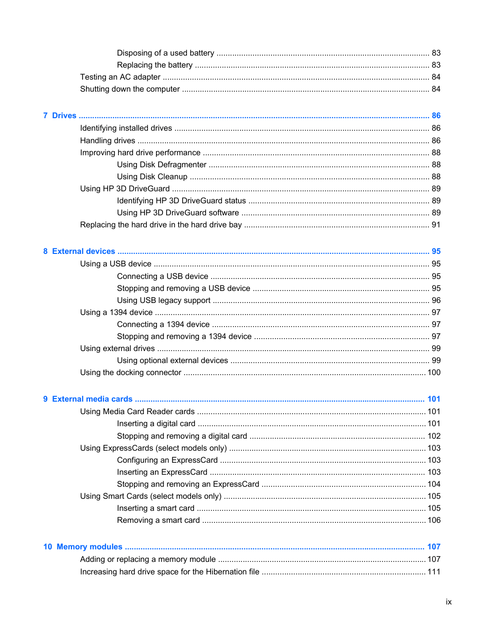 HP EliteBook 2740p Tablet-PC User Manual | Page 9 / 179