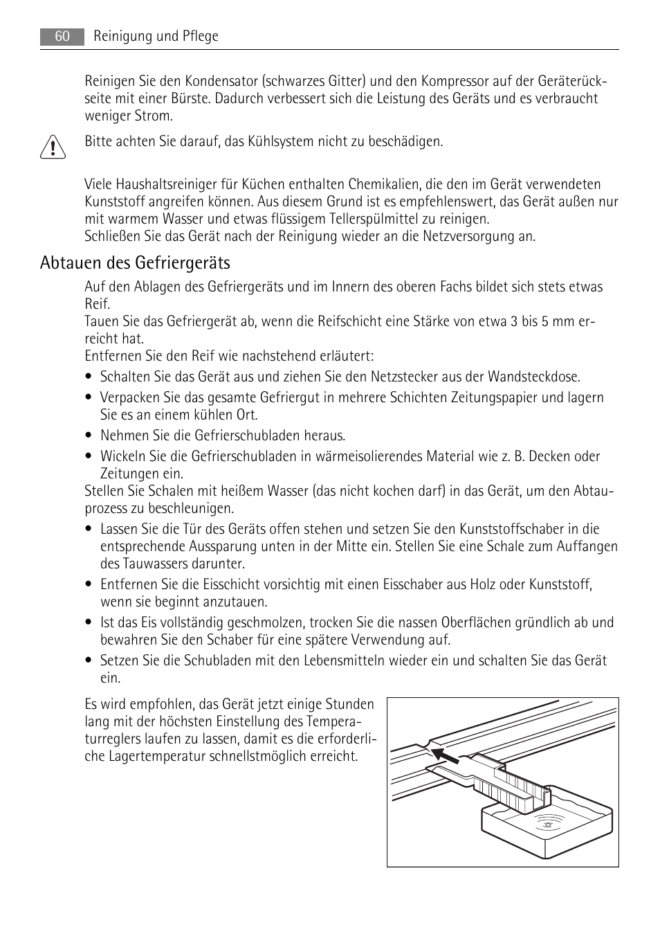 Abtauen des gefriergeräts | AEG A42200GSW0 User Manual | Page 60 / 68