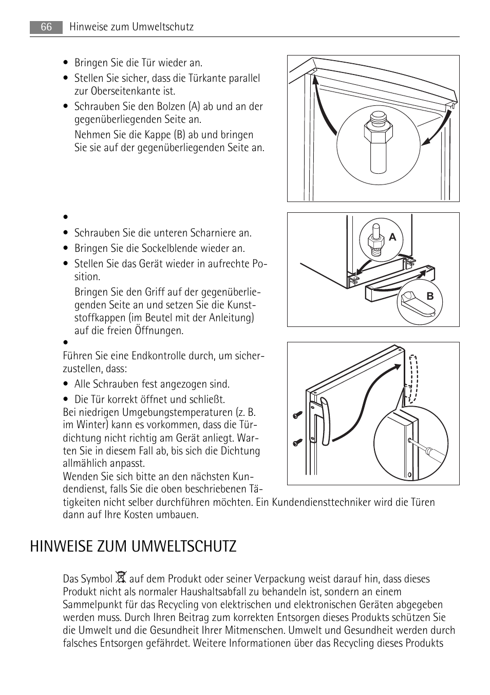 Hinweise zum umweltschutz | AEG A42200GSW0 User Manual | Page 66 / 68