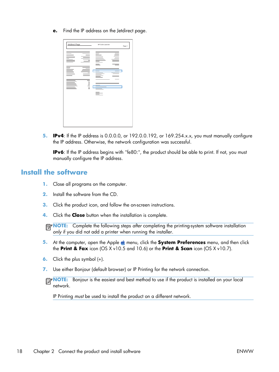 Install the software | HP LaserJet Enterprise 700 Printer M712 series User Manual | Page 28 / 186