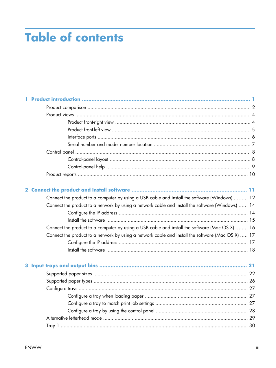 HP LaserJet Enterprise 700 Printer M712 series User Manual | Page 5 / 186