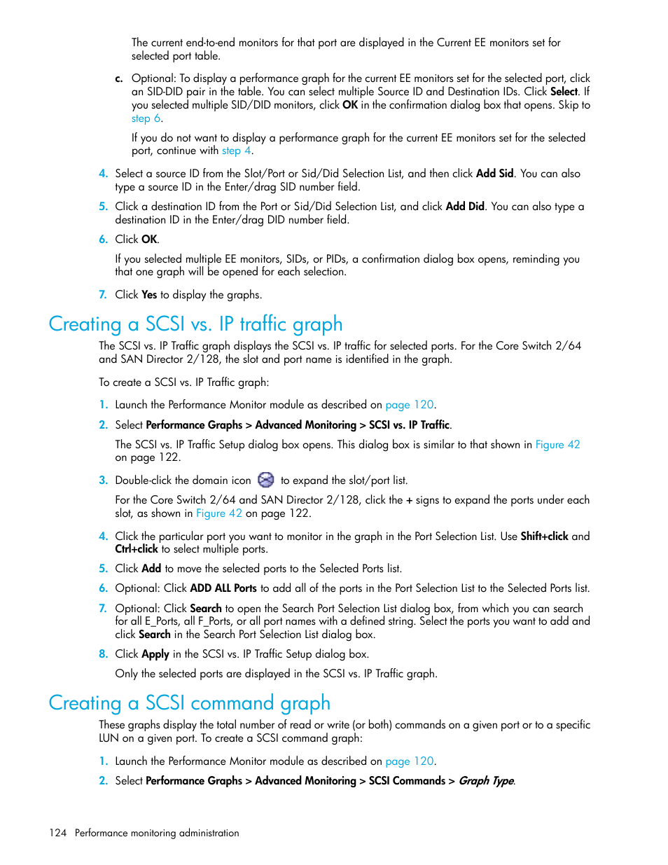 Creating a scsi vs. ip traffic graph, Creating a scsi command graph, Creating a scsi vs | Ip traffic graph, Creating a, Scsi command graph, Step 4 | HP Brocade 4Gb SAN Switch for HP BladeSystem c-Class User Manual | Page 124 / 160