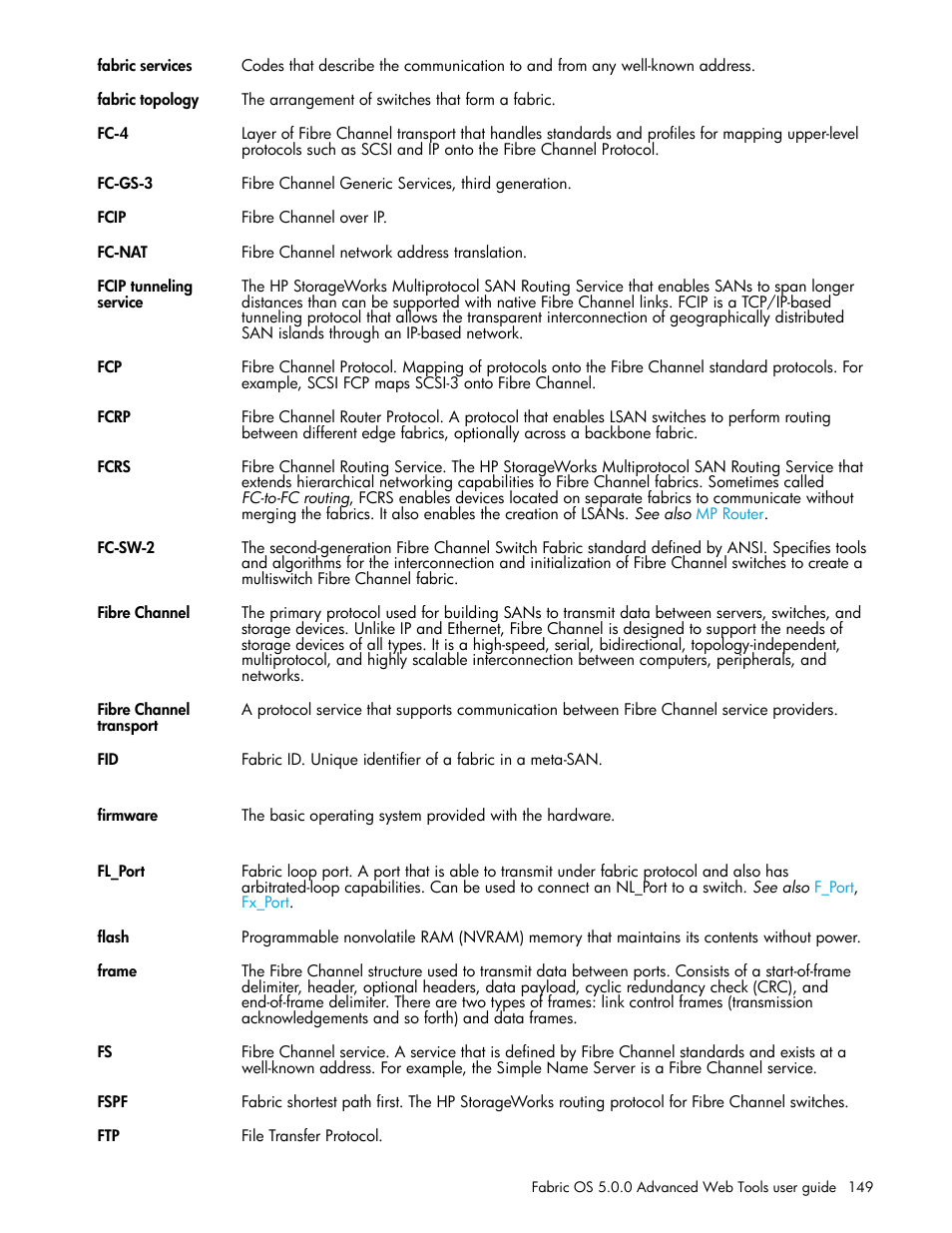 Fl_port | HP Brocade 4Gb SAN Switch for HP BladeSystem c-Class User Manual | Page 149 / 160