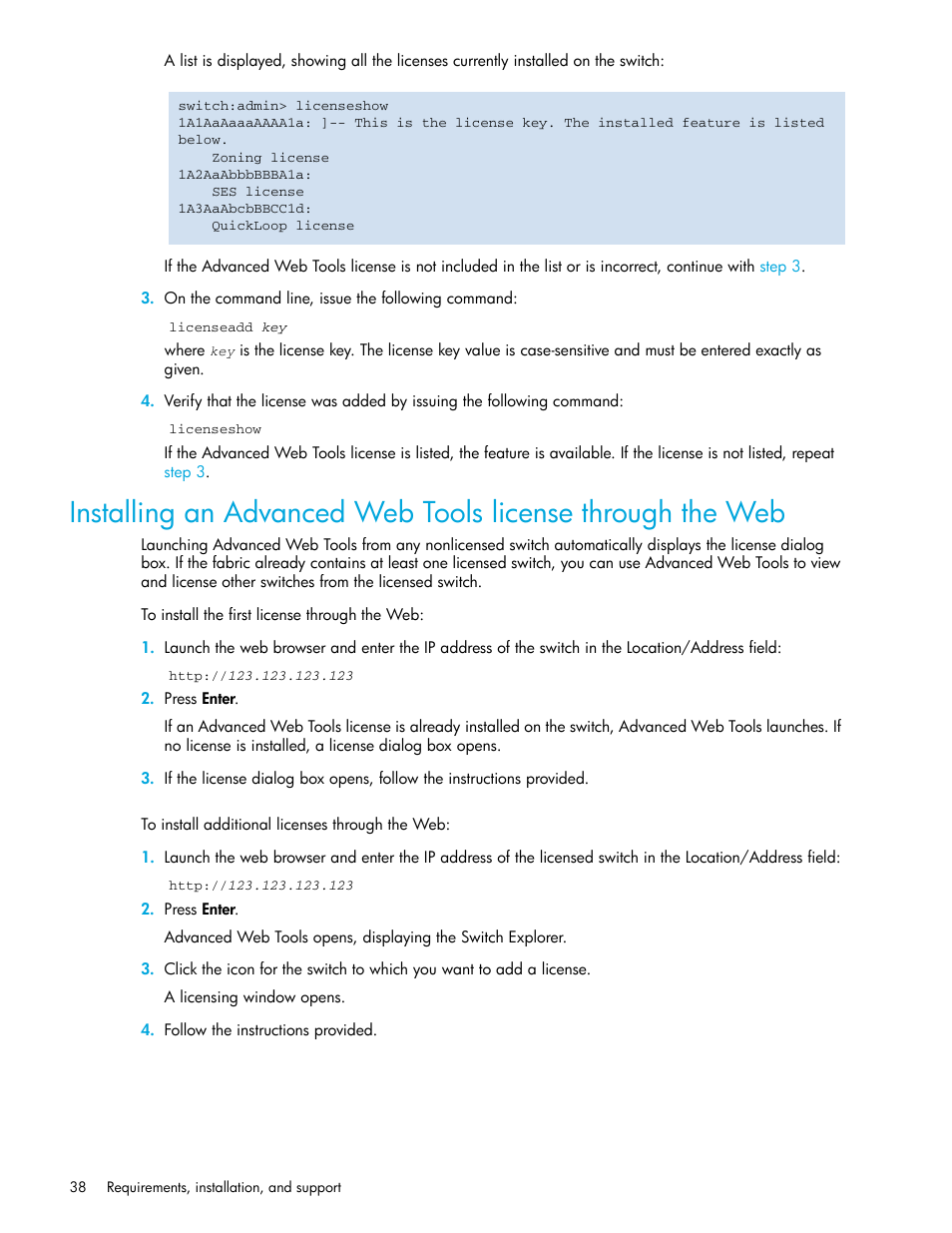 HP Brocade 4Gb SAN Switch for HP BladeSystem c-Class User Manual | Page 38 / 160