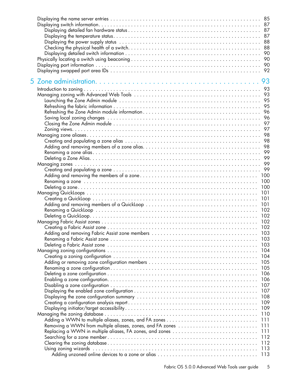 5 zone administration | HP Brocade 4Gb SAN Switch for HP BladeSystem c-Class User Manual | Page 5 / 160