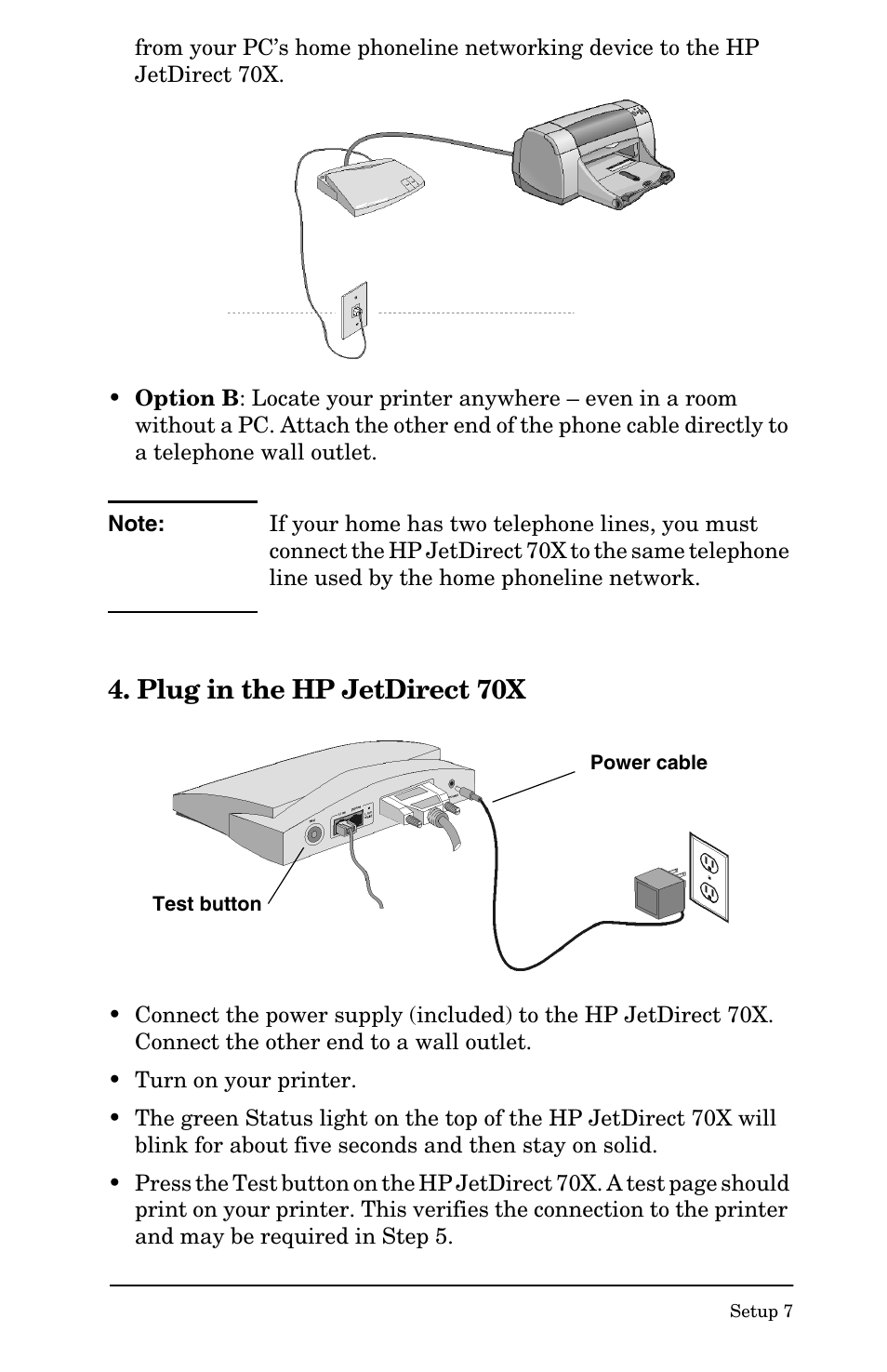 Plug in the hp jetdirect 70x | HP Jetdirect 70x home Print Server User Manual | Page 12 / 37