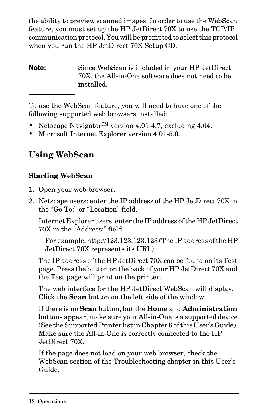 Using webscan | HP Jetdirect 70x home Print Server User Manual | Page 17 / 37