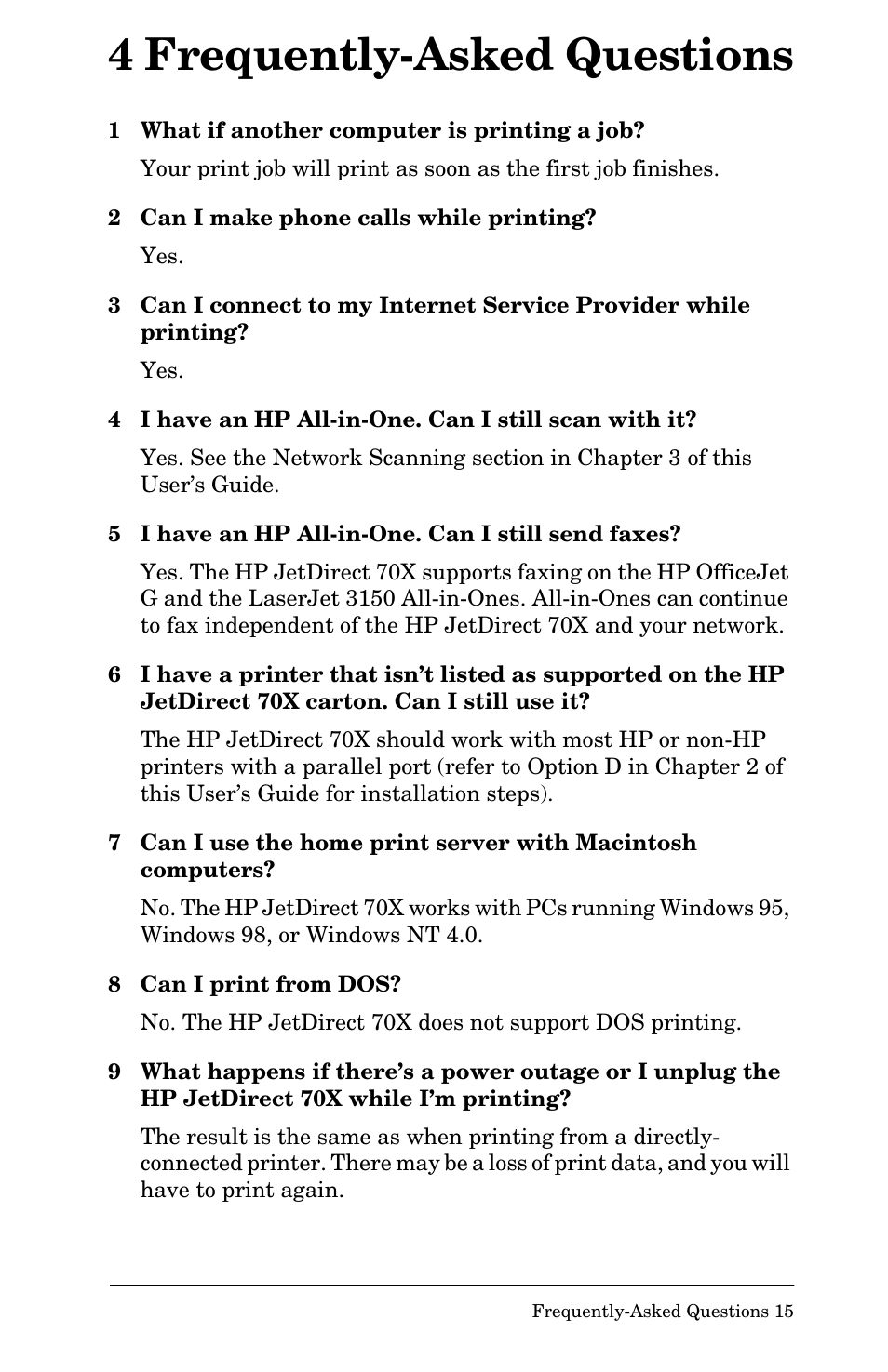 4 frequently-asked questions | HP Jetdirect 70x home Print Server User Manual | Page 20 / 37