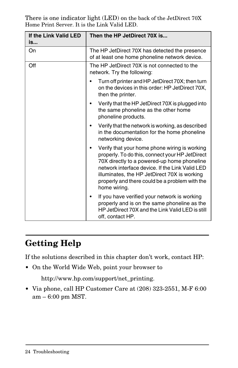 Getting help | HP Jetdirect 70x home Print Server User Manual | Page 29 / 37