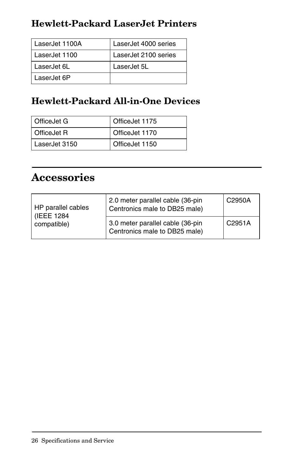 Accessories | HP Jetdirect 70x home Print Server User Manual | Page 31 / 37